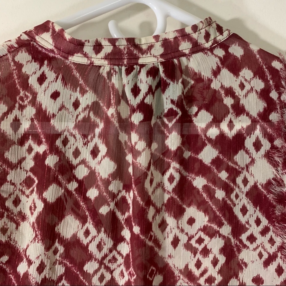 Nanette Lapore Ikat Print Sheer Fringed Top - Picture 7 of 12